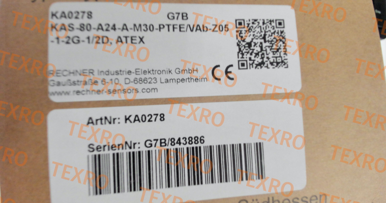 Rechner-p/n: KA0278, Type: KAS-80-A24-A-M30-PTFE/VAb-Z05-1-2G-1/2D, ATEX