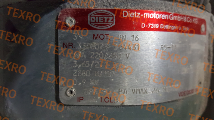 Dietz-Motoren-3598079 364431 obsolete, replacement P/N: 259960 Type: DN16 IE3 BIM FDR80C/2Q IP54-KST MIT FUS 