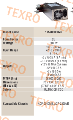 Advantech-Model: 1757000007G obsolete, alternative 1001 