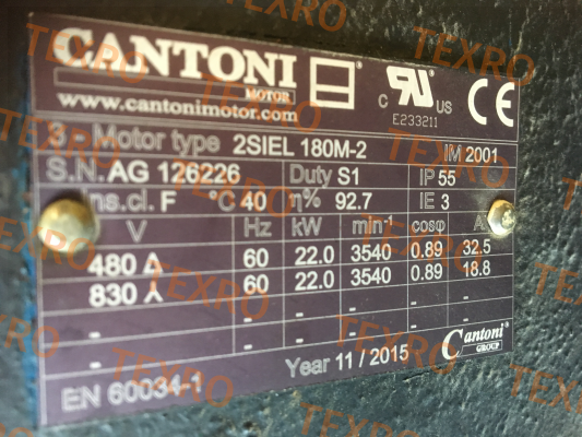 Cantoni-2SIEL 180M-2 22kW B3/B5 400/690V-50Hz IE2 