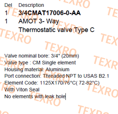 Amot-3/4CMAT17006-0-AA