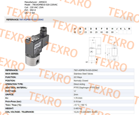 Amisco-7901KDPB016-020-220VAC 