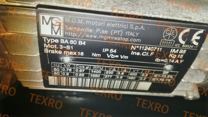 M.G.M MOTORI-80 AC 230/400/50 old code / new code BAX 80 B4 kw 0,75