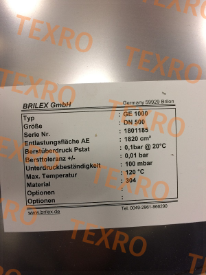 Brilex-P/N: 1005-9730-00, Type:  GE DN 0500 mm