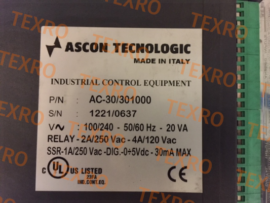 Ascon-P/N AC-30/301000, SN:1221/0637 