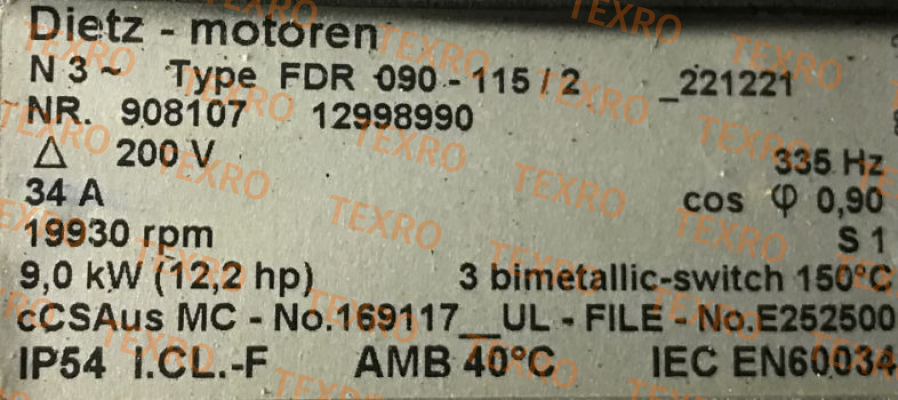 Dietz-Motoren-FDR 090-115/2 NR.623362 OEM for  Zünd Systemtechnik AG