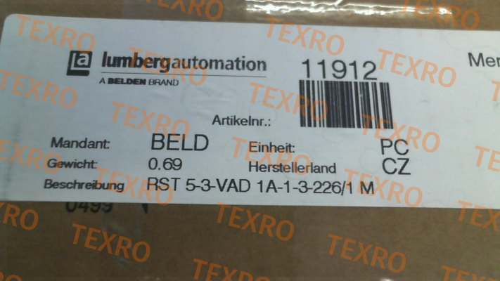 Belden (Lumberg / Hirschmann)-11912 / RST 5-3-VAD 1A-1-3-226/1 M (pack x10)