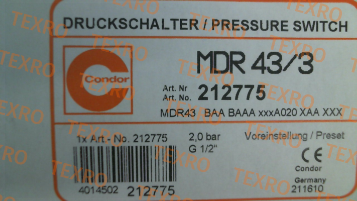 Condor-P/N: 212775, Type: MDR 43/3