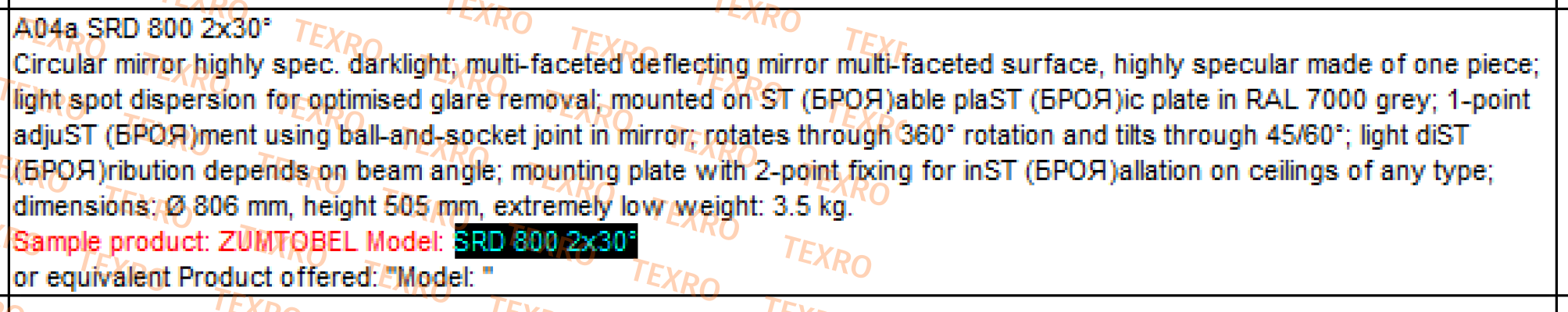 Zumtobel-SRD 800 2x30° 