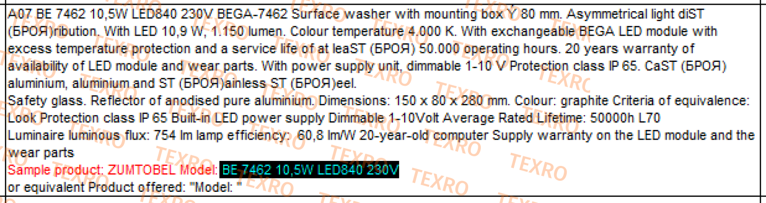 Zumtobel- BE 7462 10,5W LED840 230V 