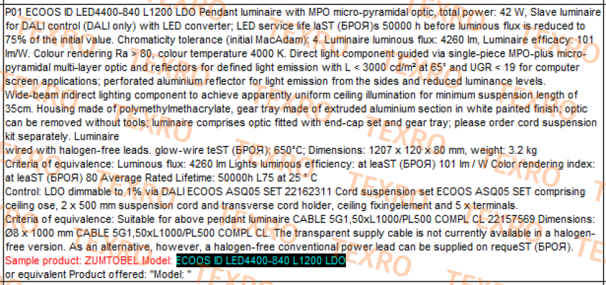 Zumtobel-ECOOS ID LED4400-840 L1200 LDO 