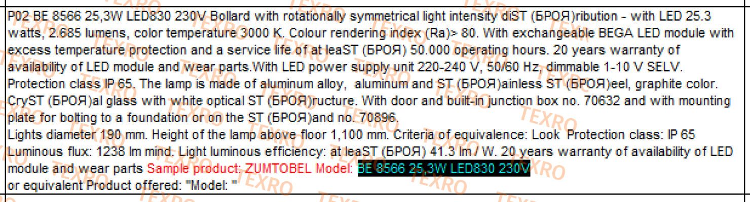 Zumtobel-BE 8566 25,3W LED830 230V 