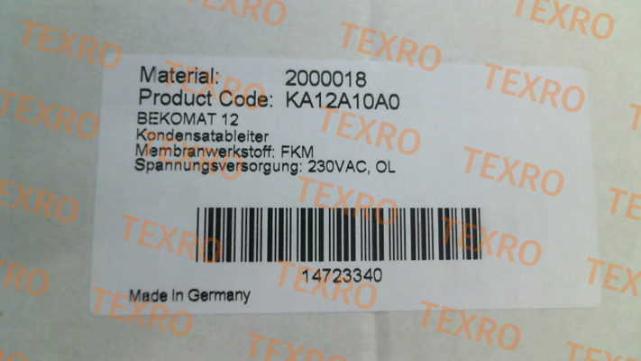 Beko-2000018 KA12A1OA0 BEKOMAT 12, 230 VAC