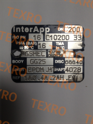 InterApp-Obsolete DN200 PN 16 C10200 33 replaced by D10200.33-2KR.41.2AH.E 