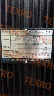 A-Ryung-Motor for Type ACRK4-100/10, 2.2 kW, 100 L/min 