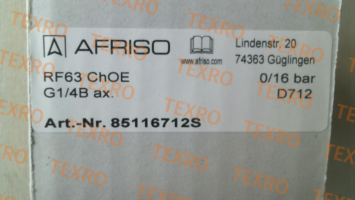 Afriso-P/N;85116712S; Type:RF63ChGly 0/16bar 1/4 ax D712