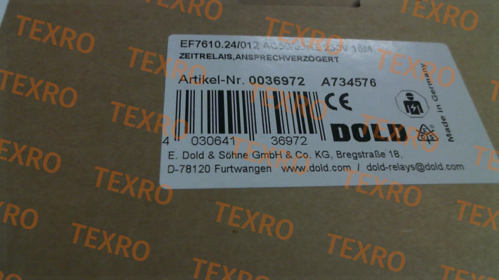 Dold-p/n: 0036972, Type: EF7610.24/012 AC50/60HZ 230V 16M