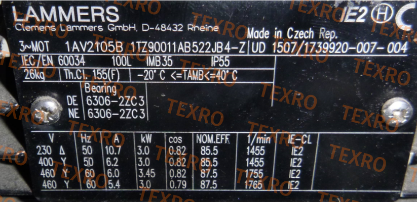 Lammers-1TZ9001-1AB52-2JB4-Z 3,0 kW 1500n 