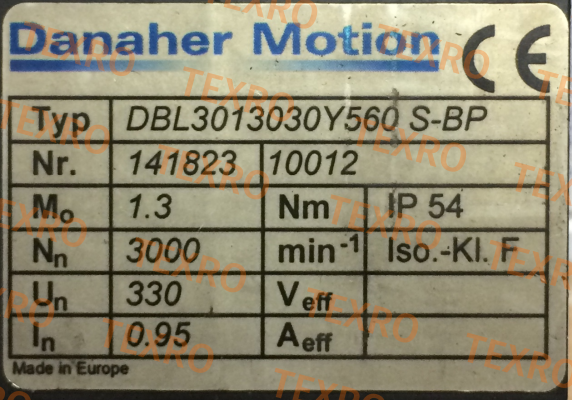 Danaher Motion-DBL3-0130-30-Y-560-SBP