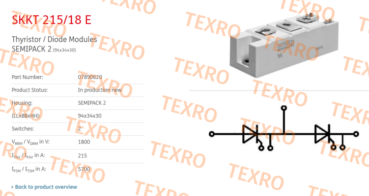 Semikron-07890620 / SKKT215/18 E